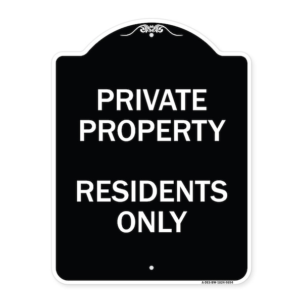 Signmission Designer Series Sign-Residents Only, Black & White Heavy-Gauge Aluminum, 24" x 18", BW-1824-9894 A-DES-BW-1824-9894 - main